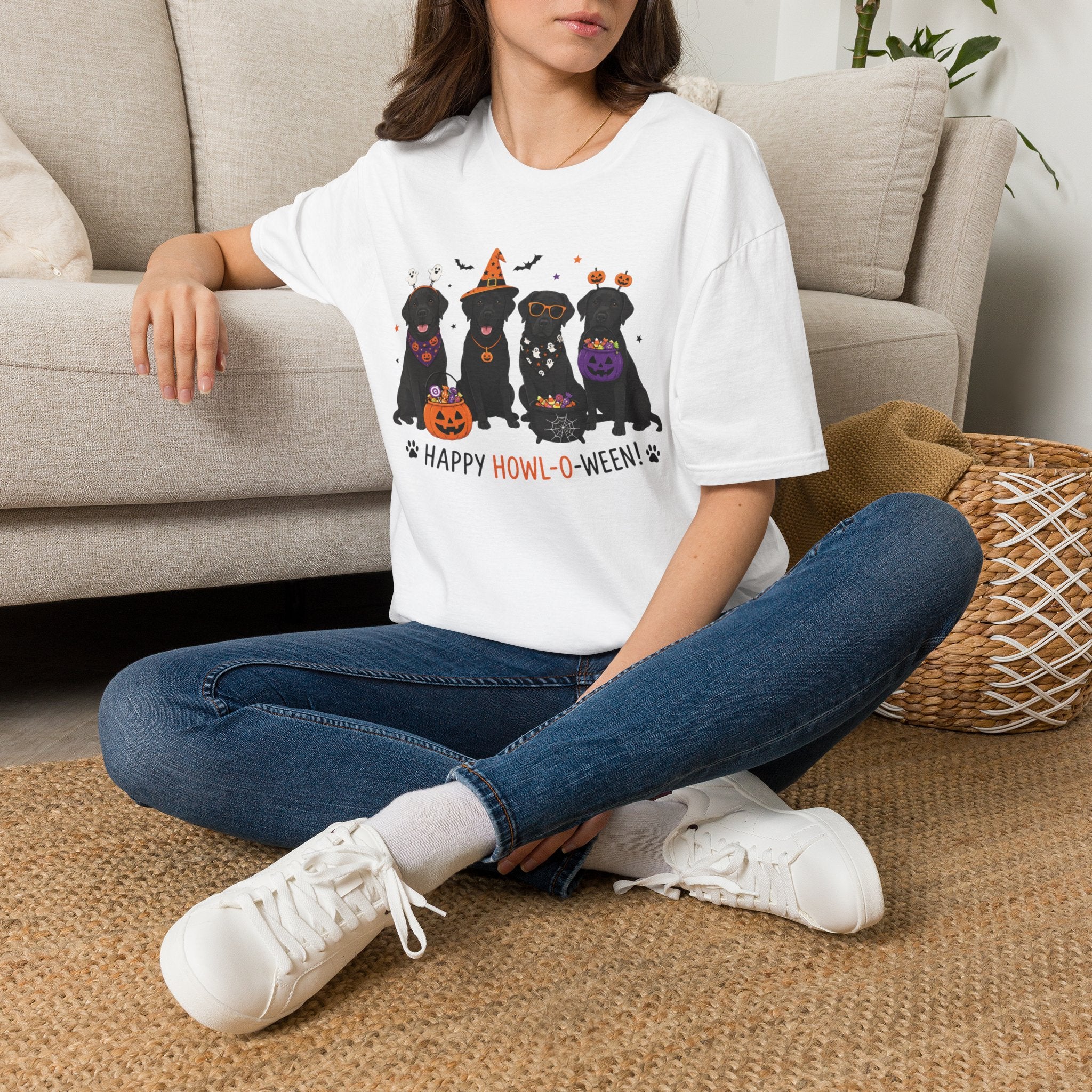 Halloween Black Labrador T-Shirt — Happy Howl-O-Ween Cute Dog Costume Tee