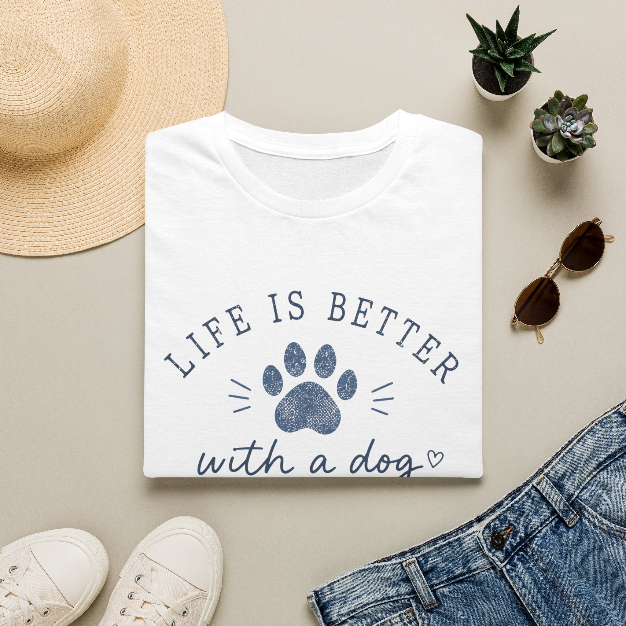 Life Is Better With a Dog T-Shirt — Paw Print Dog Lover Tee