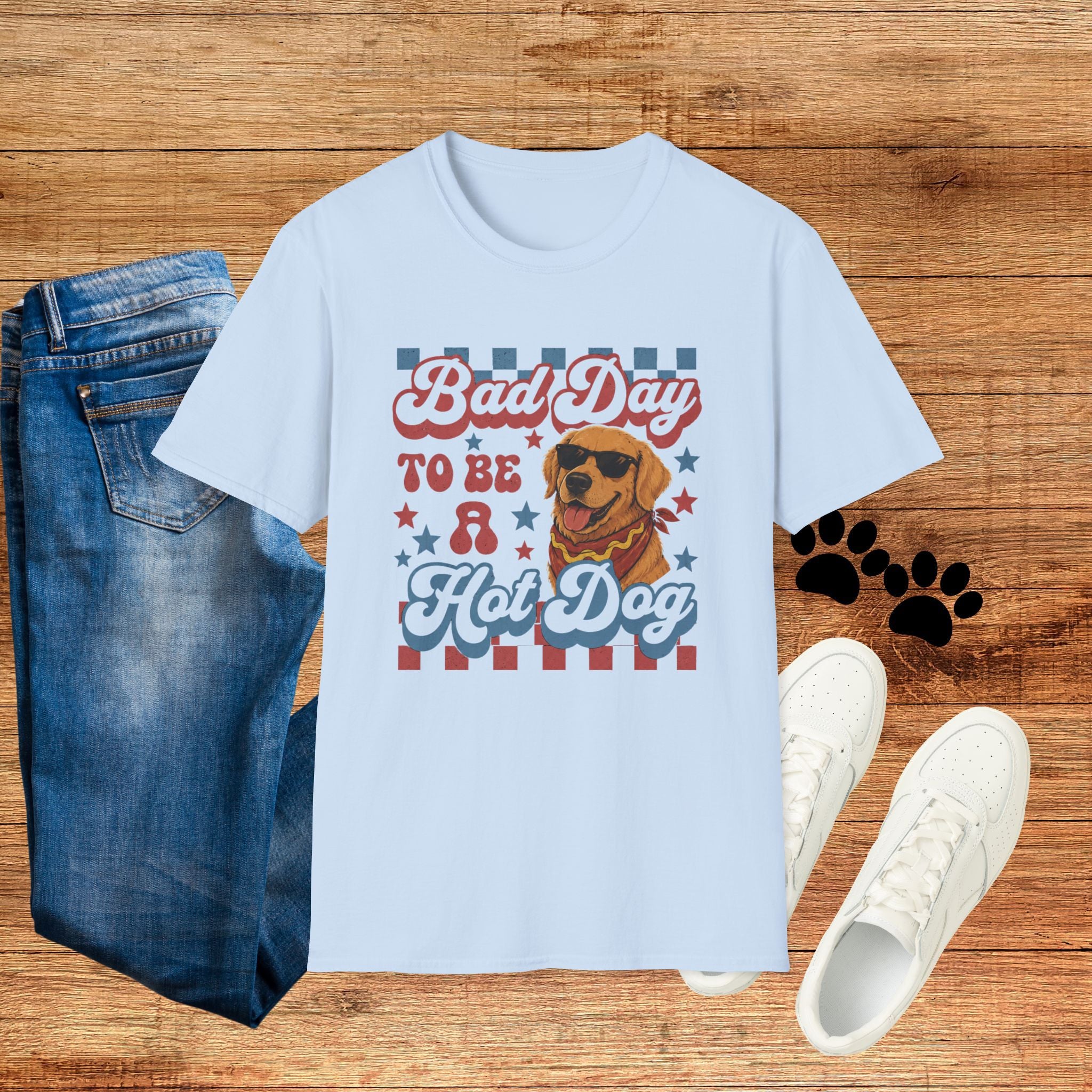 Bad Day to Be a Hot Dog T-Shirt — Retro Patriotic Dog Graphic Tee