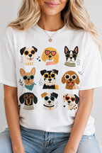 Cute Dog Faces T-Shirt — Grid of Cartoon Puppies Graphic Tee
